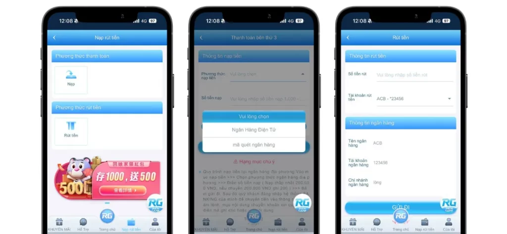 Gửi và rút tiền từ nhà cái trực tuyến RGBET